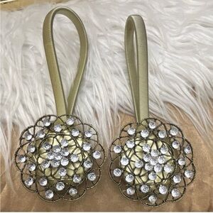 Crystal Embellished Gold Curtain Tiebacks - Set of 2